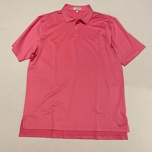 Peter Millar Summer Comfort Solid Performance Polo Pink Mens Large Golf Shirt